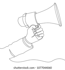 Continuous one line Hand with speaker icon vector illustration