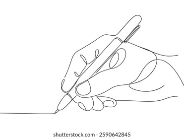 Continuous One Line Hand Writing with Ink Pen | Minimalist Creative Vector Illustration