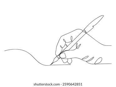 Continuous One Line Hand Writing with Ink Pen | Minimalist Creative Vector Illustration