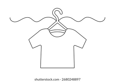 Desenho contínuo de um gancho de linha em estilo de contorno minimalista