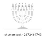 Continuous one line Happy Hanukkah concept, Menorah outline for Hanukkah celebration

