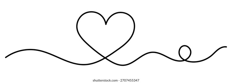Kontinuierliche einzeilige Herzzeichnung, Vektorgrafik. Liebessymbol. Romantisches Design. abstrakte Linie. Valentins- und Beziehungskonzept