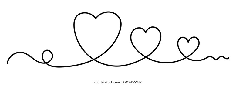 Kontinuierliche einzeilige Herzzeichnung, Vektorgrafik. Liebessymbol. Romantisches Design. abstrakte Linie. Valentins- und Beziehungskonzept