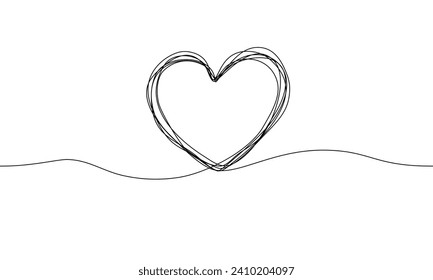 Continuous one line heart hand drawn. Vector Illustration.