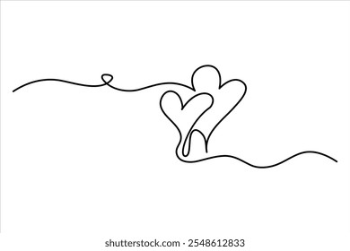 Continuous one line Heart and love sign symbol drawing Isolated on white background art illustration
