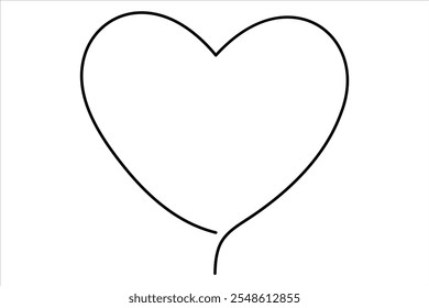 Continuous one line Heart and love sign symbol drawing Isolated on white background art illustration
