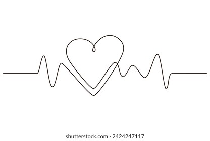 Kontinuierliche Einzeiler-Pulssymbolzeichnung. Healthy Medicine Icon in einfacher linearer Doodle-Stil Vektor-Illustration mit editierbarem Strich. Design für das Gesundheitskonzept