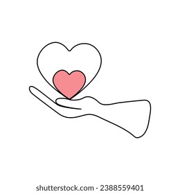 Continuous One line heart shape and love shape outline vector art illustration 