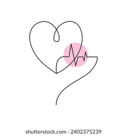 Continuous one line heart shape drawing and love shape single outline art  illustration