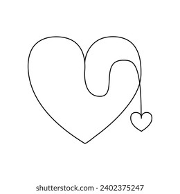 Continuous one line heart shape drawing and love shape single outline art  illustration