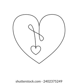 Continuous one line heart shape drawing and love shape single outline art  illustration