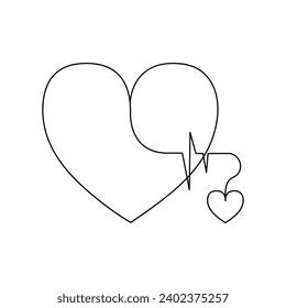 Continuous one line heart shape drawing and love shape single outline art  illustration