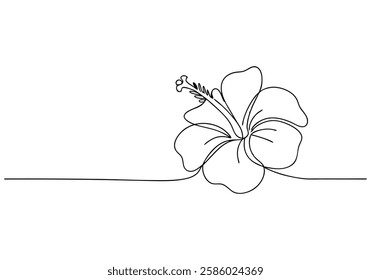 Continuous One Line Hibiscus Flower | Minimalist Floral Vector Illustration