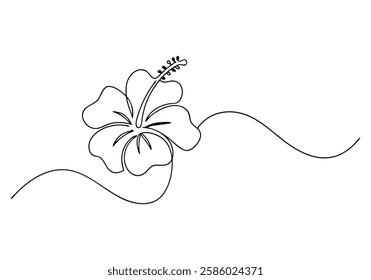 Continuous One Line Hibiscus Flower | Minimalist Floral Vector Illustration