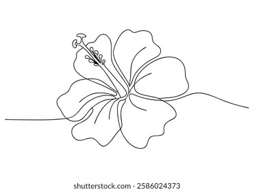 Continuous One Line Hibiscus Flower | Minimalist Floral Vector Illustration