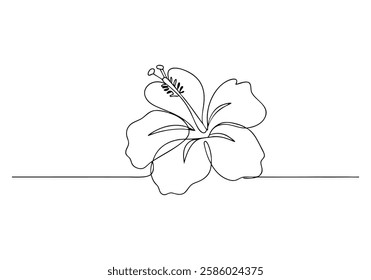 Continuous One Line Hibiscus Flower | Minimalist Floral Vector Illustration