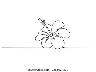 Continuous One Line Hibiscus Flower | Minimalist Floral Vector Illustration