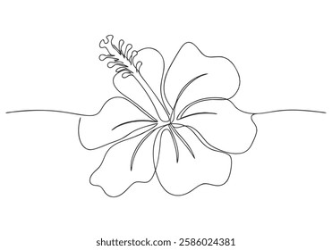 Continuous One Line Hibiscus Flower | Minimalist Floral Vector Illustration