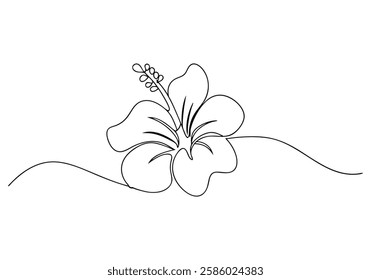 Continuous One Line Hibiscus Flower | Minimalist Floral Vector Illustration