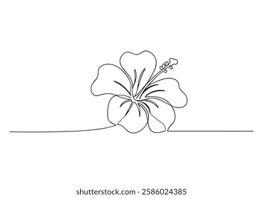 Continuous One Line Hibiscus Flower | Minimalist Floral Vector Illustration