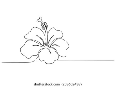 Continuous One Line Hibiscus Flower | Minimalist Floral Vector Illustration