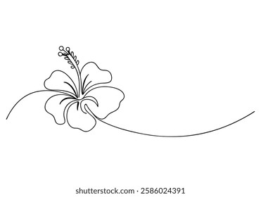 Continuous One Line Hibiscus Flower | Minimalist Floral Vector Illustration