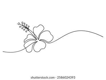 Continuous One Line Hibiscus Flower | Minimalist Floral Vector Illustration