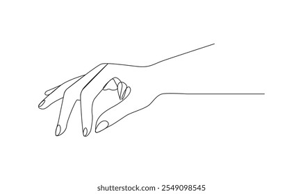 Continuous one line holding hand on white background minimalist illustration