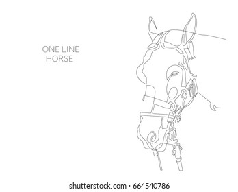 continuous one line horse drawing isolated on white background, minimalism style vector illustration