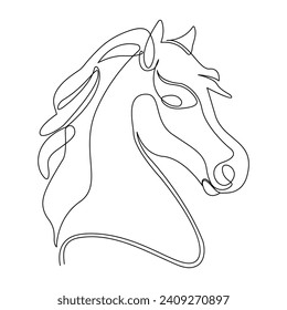 Continuous one line horse outline vector art drawing and world wildlife Day single line art design
