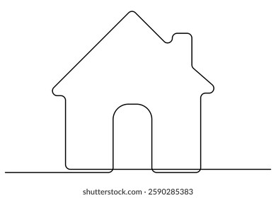 Continuous one line House concept outline isolated on white background illustration
