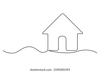 Continuous one line House concept outline isolated on white background illustration
