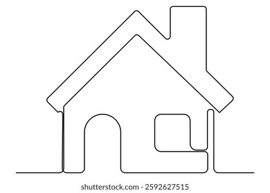 Continuous one line House concept outline isolated on white background illustration
