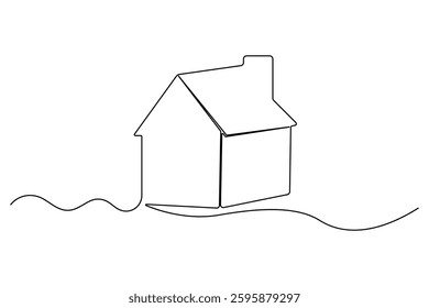 Continuous one line House concept outline isolated on white background illustration
