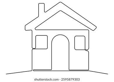 Continuous one line House concept outline isolated on white background illustration
