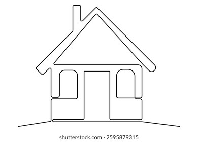 Continuous one line House concept outline isolated on white background illustration
