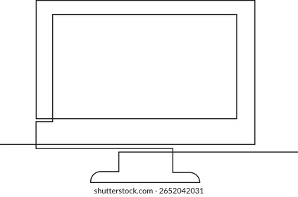continuous one line Icon monitor tv or computer illustration on transparent background, slide view, social media, sticker, scrapbook, Vector Illustration