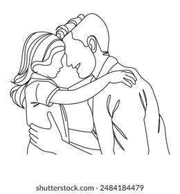 Continuous one line illustration of a father and daughter, capturing love and connection in a minimalist style. Perfect for Father's Day themes.