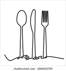 
Continuous one line image. restaurant logos. Black and white vector illustration.