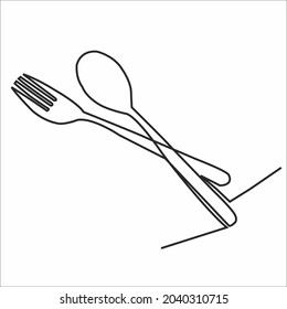 
Continuous one line image. restaurant logos. Black and white vector illustration.