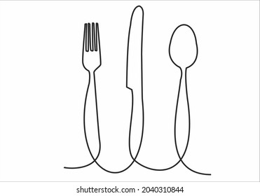 
Continuous one line image. restaurant logos. Black and white vector illustration.