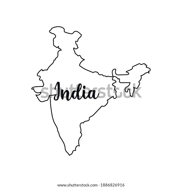 Continuous One Line India Map Drawing Stock Vector (Royalty Free