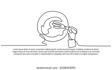 Continuous one line kneading bread dough. Minimalist style vector illustration on white background.