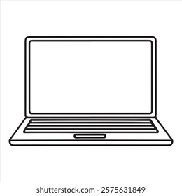 Continuous one line laptop drawing silhouette on white background

