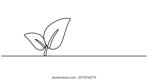 Continuous one line leaf, vector, Leaves continuous line drawing. Plant branch one line art. Vector illustration isolated on white background, Continuous Line Drawing Of A Leaf On A Transparent pro.