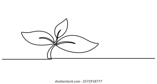 Continuous one line leaf, vector, Leaves continuous line drawing. Plant branch one line art. Vector illustration isolated on white background, Continuous Line Drawing Of A Leaf On A Transparent pro.