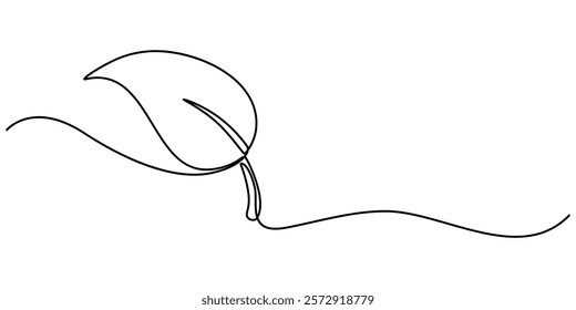 Continuous one line leaf, vector, Leaves continuous line drawing. Plant branch one line art. Vector illustration isolated on white background, Continuous Line Drawing Of A Leaf On A Transparent pro.