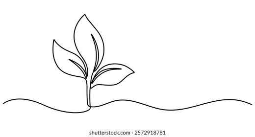 Continuous one line leaf, vector, Leaves continuous line drawing. Plant branch one line art. Vector illustration isolated on white background, Continuous Line Drawing Of A Leaf On A Transparent pro.