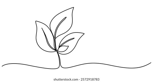 Continuous one line leaf, vector, Leaves continuous line drawing. Plant branch one line art. Vector illustration isolated on white background, Continuous Line Drawing Of A Leaf On A Transparent pro.