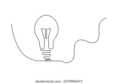 Continuous one line light bulb with black and white vector image
